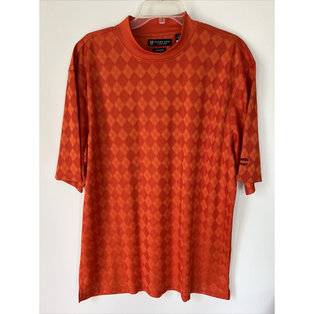 Oxford Golf Shirt Men's Super Dry Coolmax Orange  Diamonds Country Club Redstone